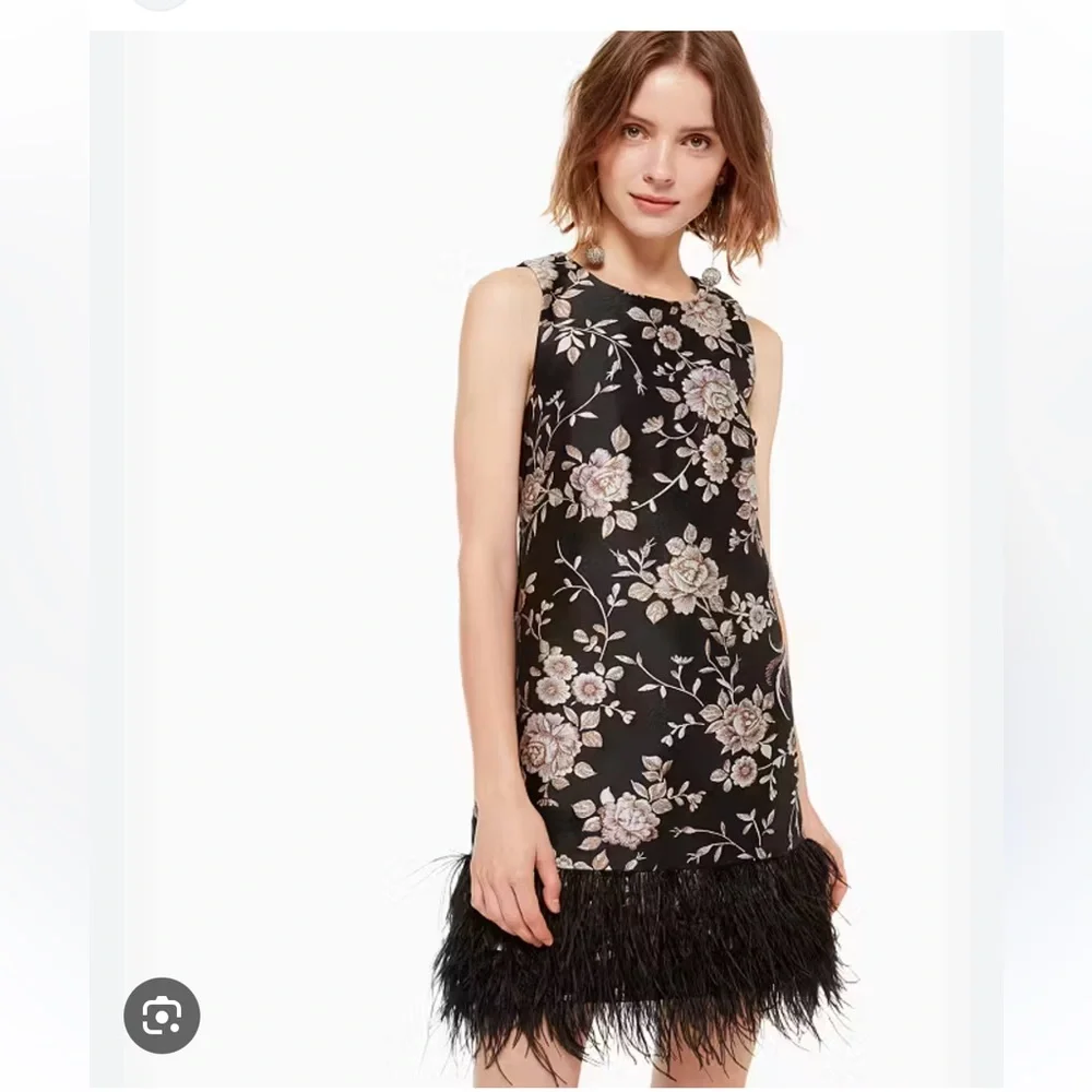 Kate‎ Spade Madison Avenue Pamella Chinoiserie Feather Hem Dress